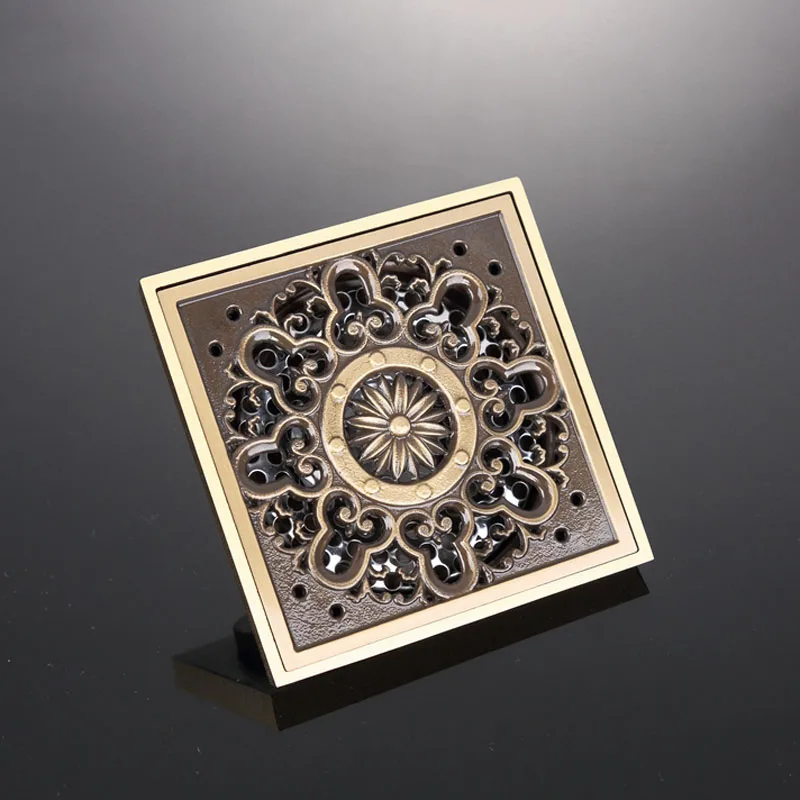 Бесплатная доставка античная латунная 4 &quotквадратная напольная дренажная
