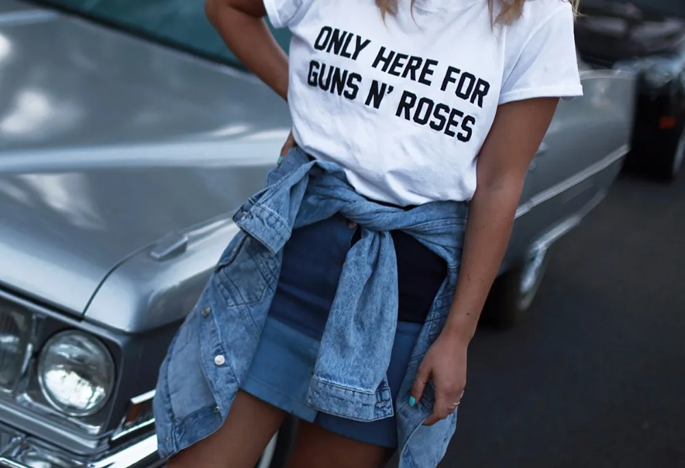 Здесь только для GUNS N' ROSES футболка с принтом буквами Женская пикантная обувь из