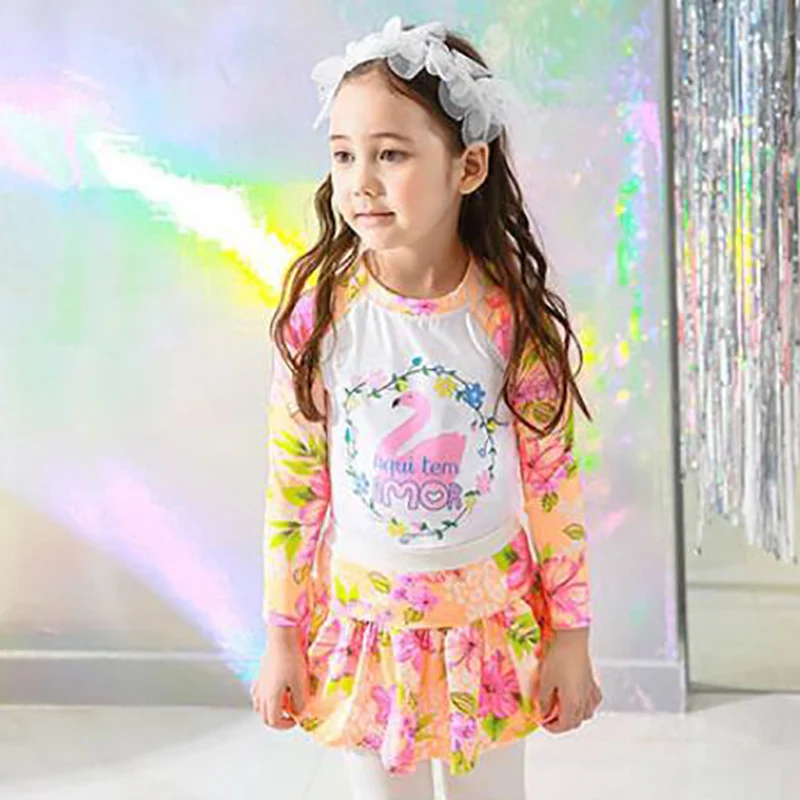 Летний купальный костюм из двух предметов для девочек eva длинные штаны с длинными