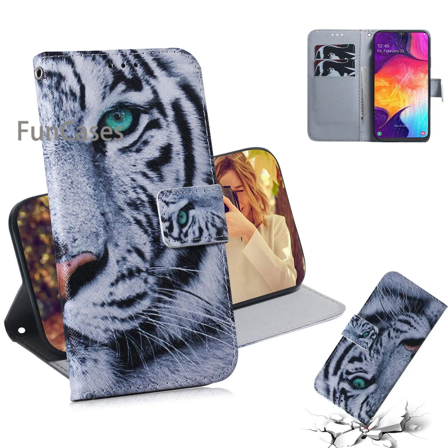 Абрикосовый цветок телефонные чехлы для etui samsung A50 PU кожаный флип бумажник чехол
