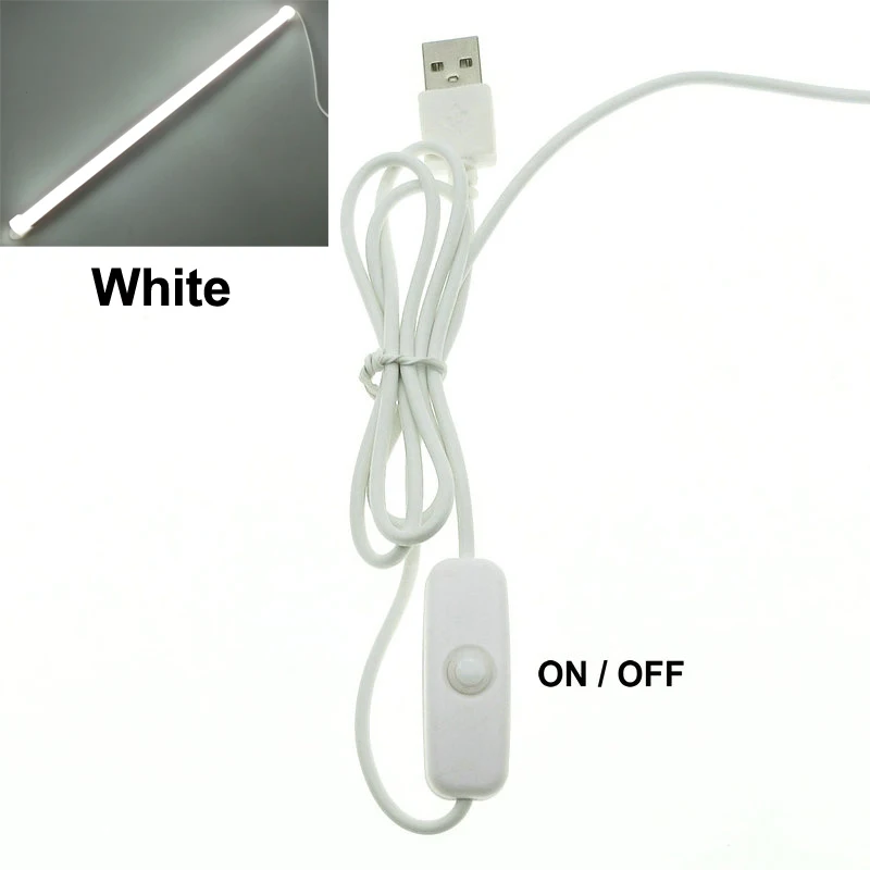 White USB СВЕТОДИОДНЫЙ светильник для бара DC5V защита глаз жесткий светодиодный светильник для шкафа шкаф белый теплый белый лампа для чтения ночной Светильник s с переключателем - Испускаемый цвет: White