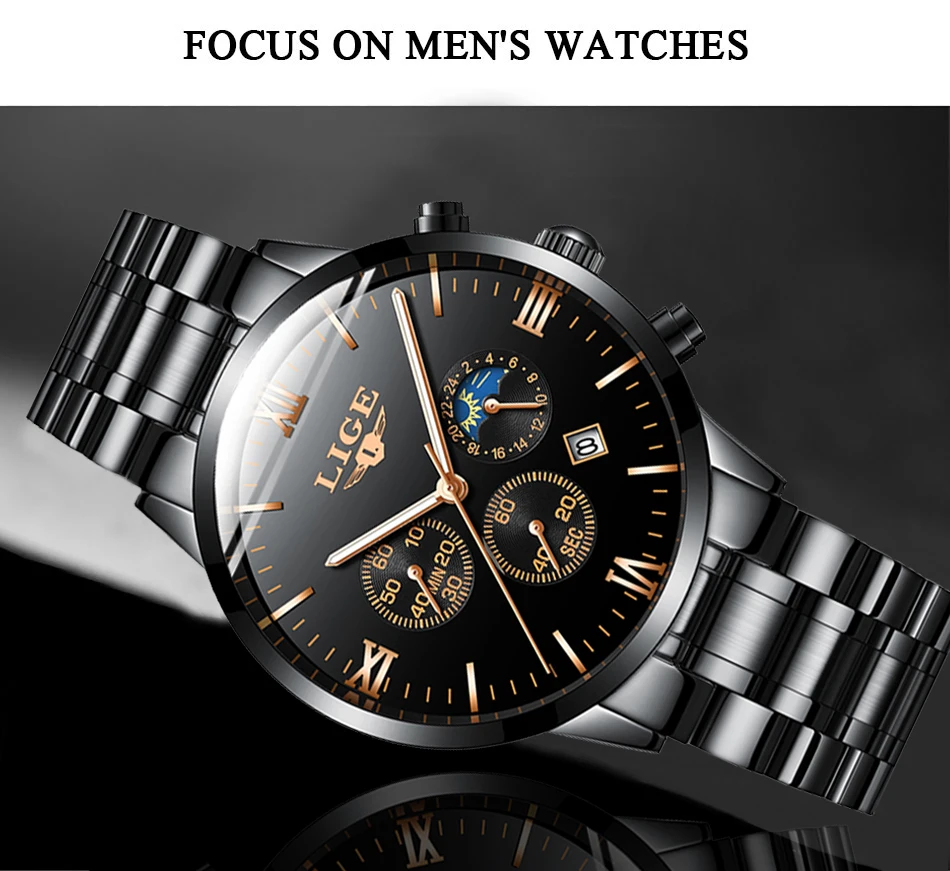 Relojes часы мужские LIGE модные спортивные кварцевые часы мужские s часы Топ бренд класса люкс Бизнес водонепроницаемые часы Relogio Masculino