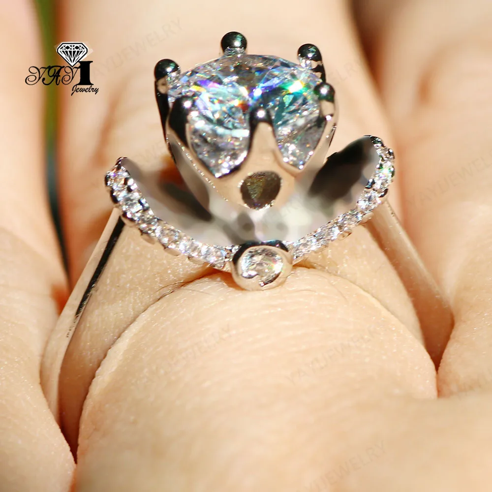 Ювелирные изделия yayi принцесса огранка 4,9 карат белый циркон заполненный серебром обручальные кольца с сердцем День Святого Валентина кольцо для девочек 989