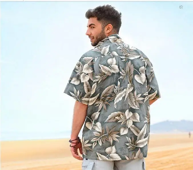 Мужские Пляжные рубашки из хлопка с коротким рукавом свободная повседневная