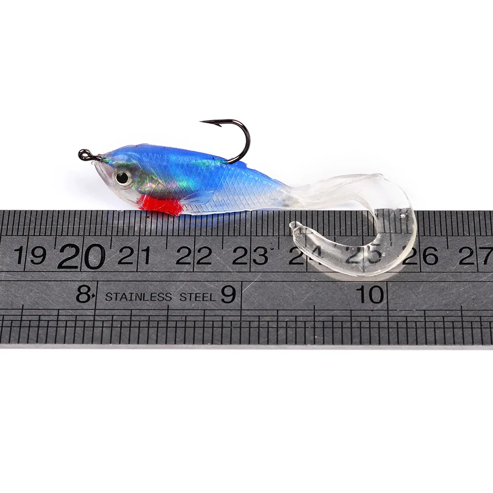 5PCS/LOT 5.1cm 5g 3D Eyes Lead Fishing Lures With T Tail Soft Lure Single Hook Baits Artificial Crankbait Jig Wobblers | Спорт и