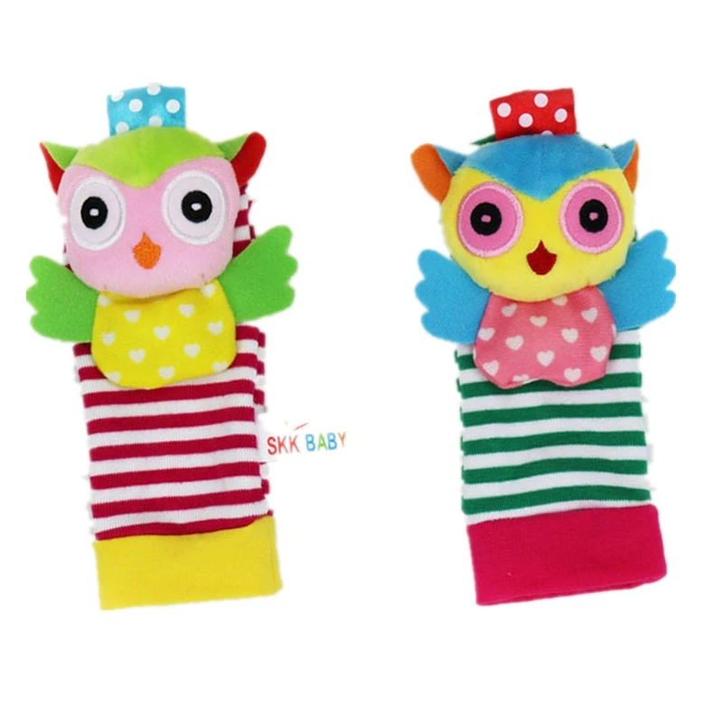 owl sock Переносная музыкальная игрушка для младенцев с мультяшным животным погремушка на запястье, плюшевые игрушки, погремушка, Детские сенсорные игрушки 0-12 месяцев - Цвет: owl sock