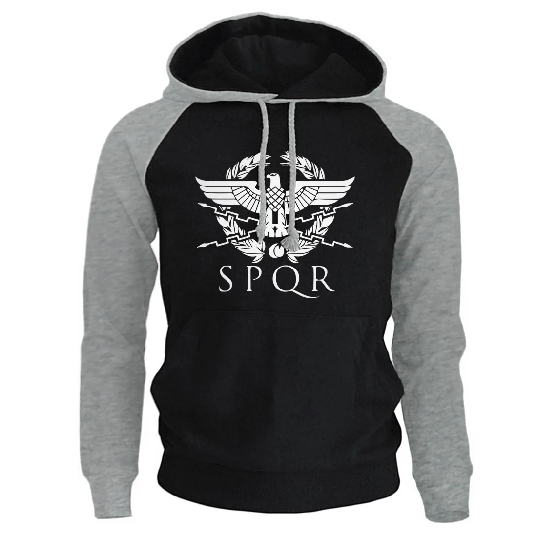gray black 5 Spqr Римский свитшот с капюшоном для мужчин Осень Орел человек толстовки Толстовка Повседневная Streetwaer пуловеры Топы - Цвет: gray black 5