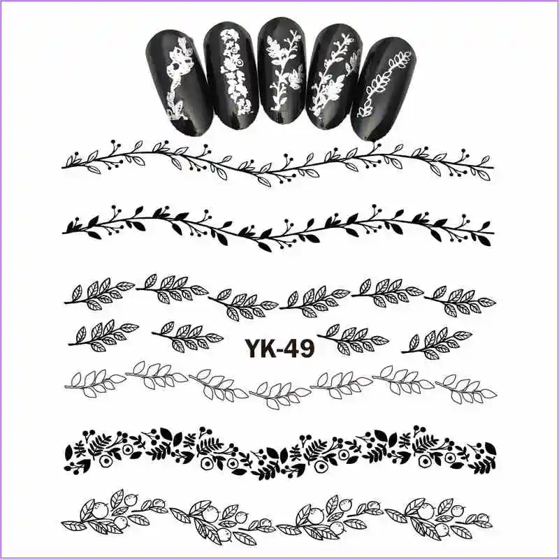 YK049 SILVER UPRETTEGO Золотые/серебряные Водные Наклейки металлические наклейки для ногтей цветок кружева волна ветка витиеватая лоза лист YK49-54 - Цвет: YK049 SILVER
