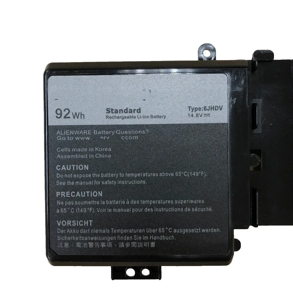 14 8 V 92wh 6jhdv новый оригинальный YKWXX 5046J Аккумулятор для ноутбука Dell Alienware 17 R2