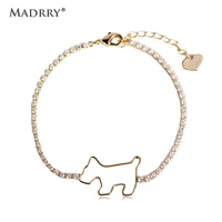 madrry copper metal dog zodiac bracelets for women girls kids dog shape pulseira feminina cubic zirconia wrist accessories joyas