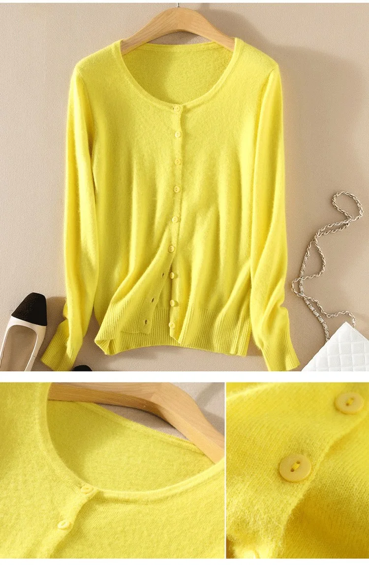 Knitted Cardigan Women Cashmere Wool Female Cardigans Short Black Cardigan Plus Size Cardigans Big Size Women Tops Spring