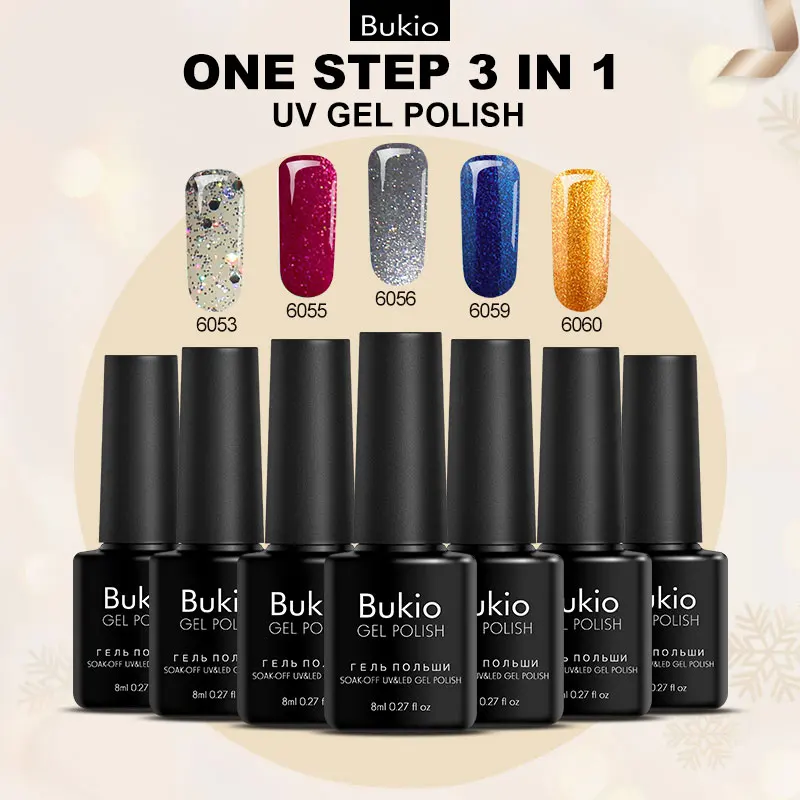 Bukio гибридные Лаки One Step 3 в 1 Гель лак для ногтей полуперманентный эмалированный