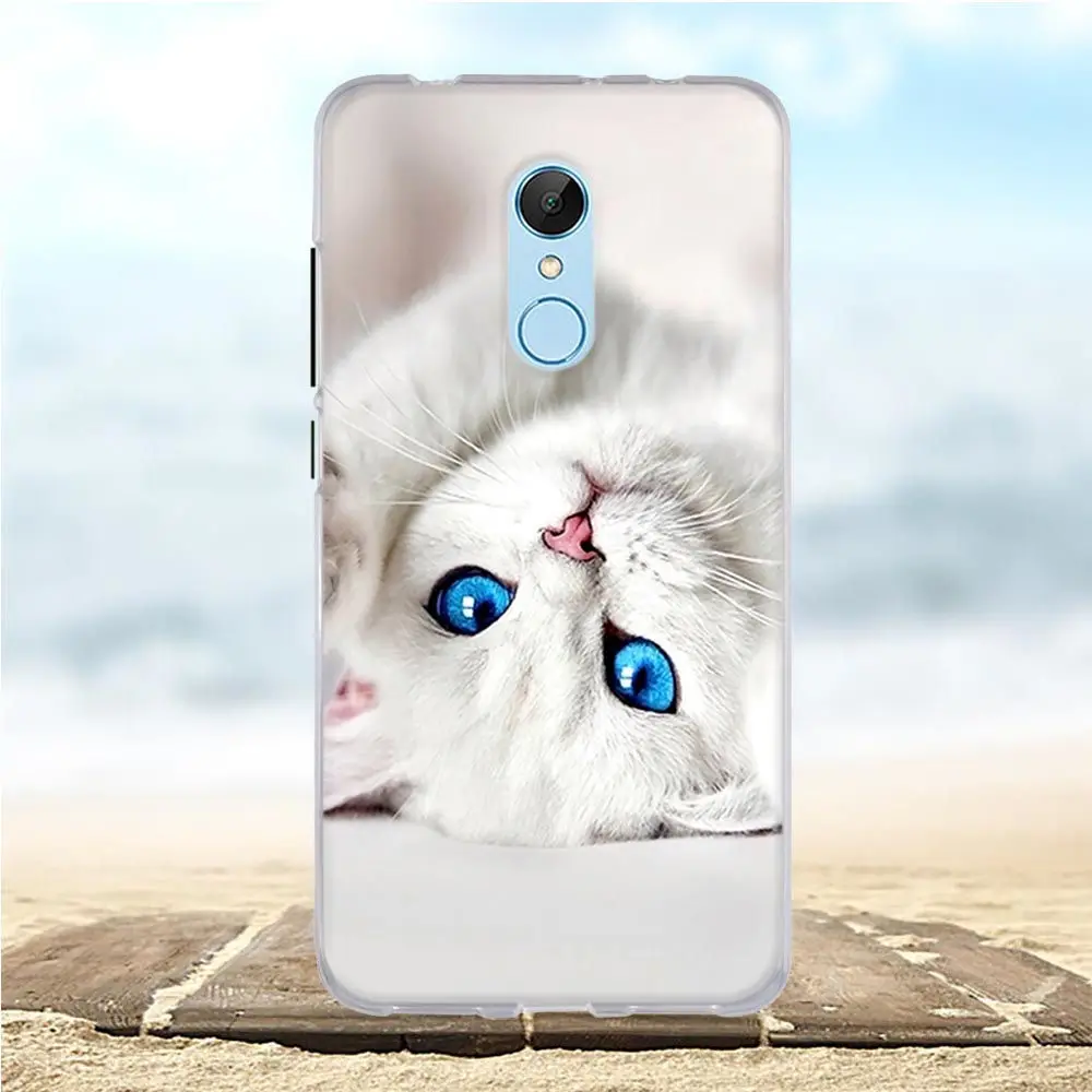 Для Funda Xiaomi Redmi 5 7 &quotчехол Цветочный Кот Обложка с рисунком для Чехол Милая