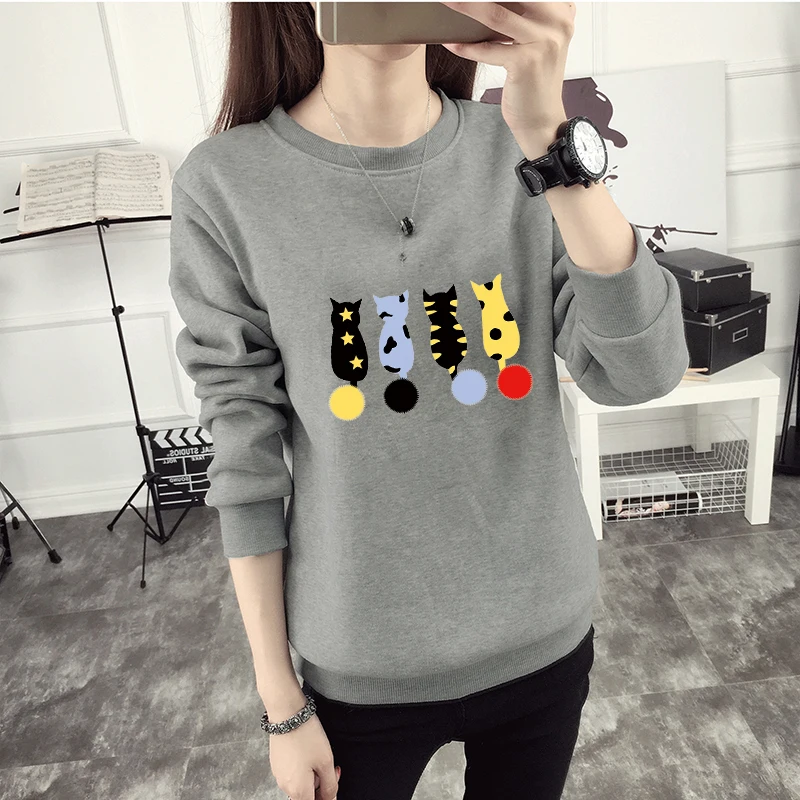 Свитшот большого размера Для женщин 2018 осень зима из плотного флиса с