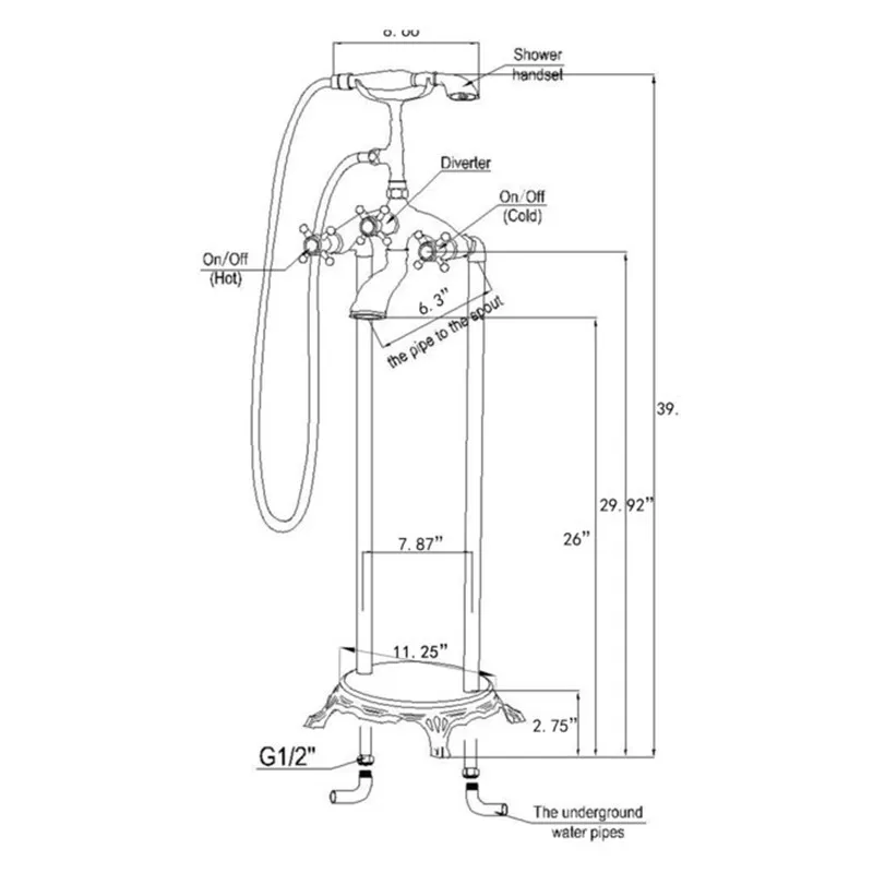 ROLYA напольный смеситель для ванной комнаты кран отдельно стоящая Ванна