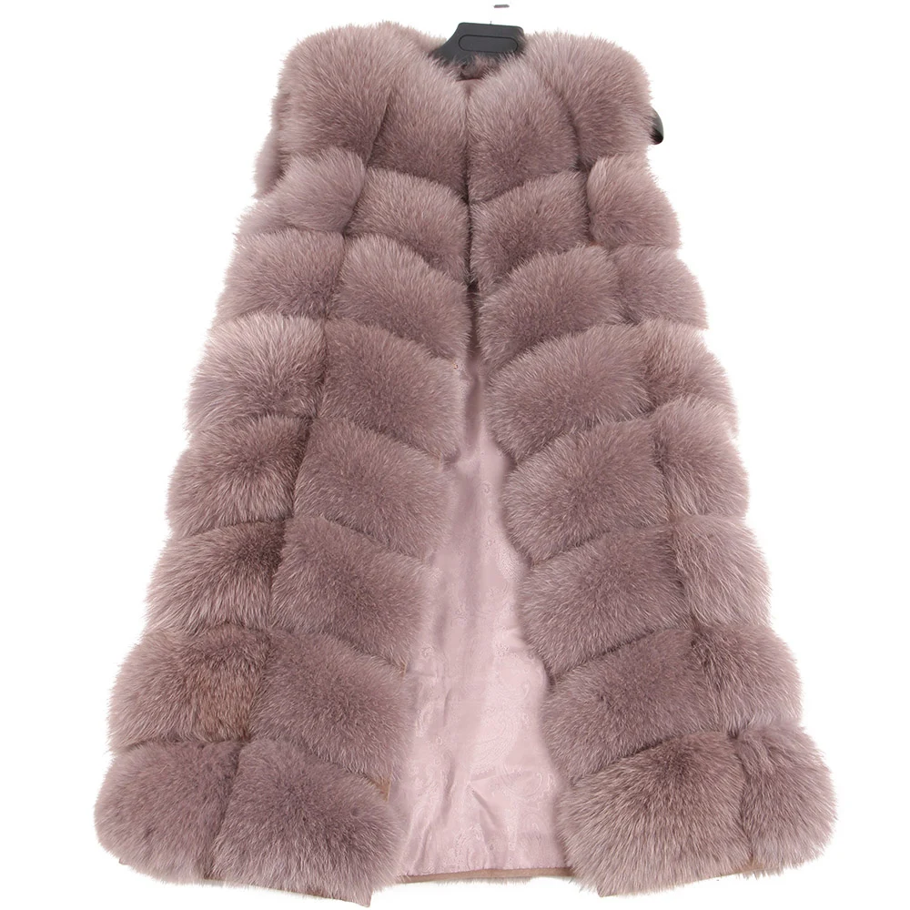 Maomoakong real natural fox fur Full coat 90CM long fashionable jacket Winter women's Coat vest girl leather | Женская одежда