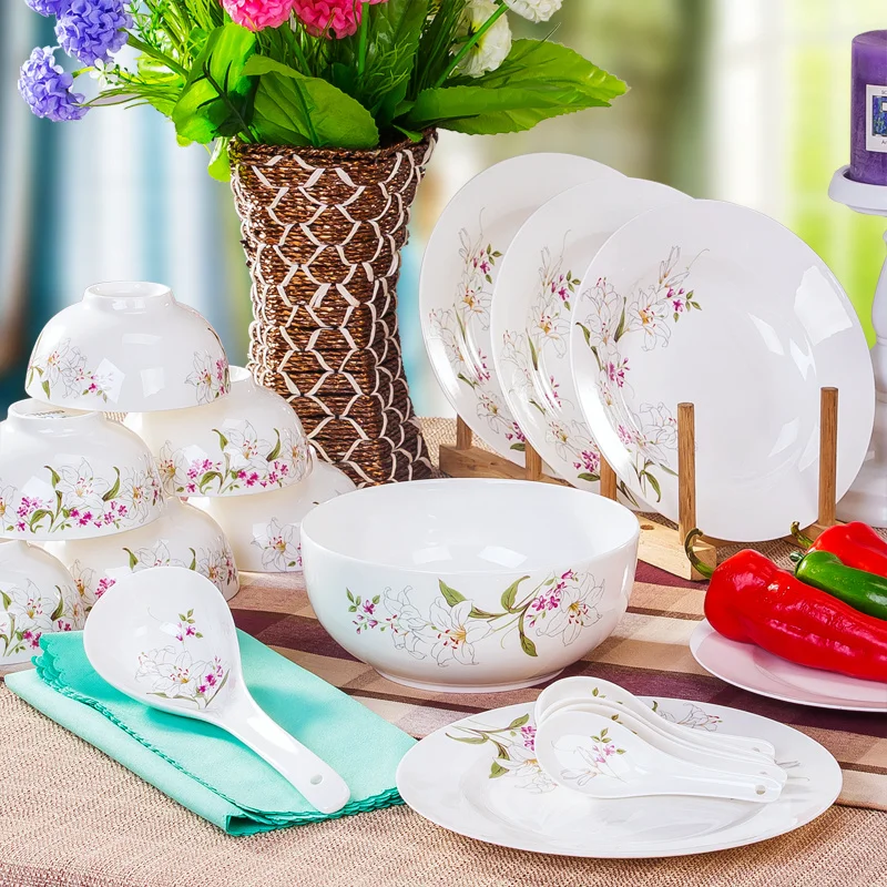 

Special offer cutlery dishes set Korean Bone China Jingdezhen ceramics 28 head tableware housewarming gift