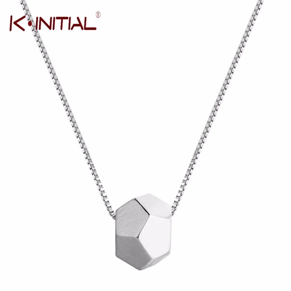 Kinitial серебро Геометрическая бусина Шарм Цепочки и ожерелья кулоны из