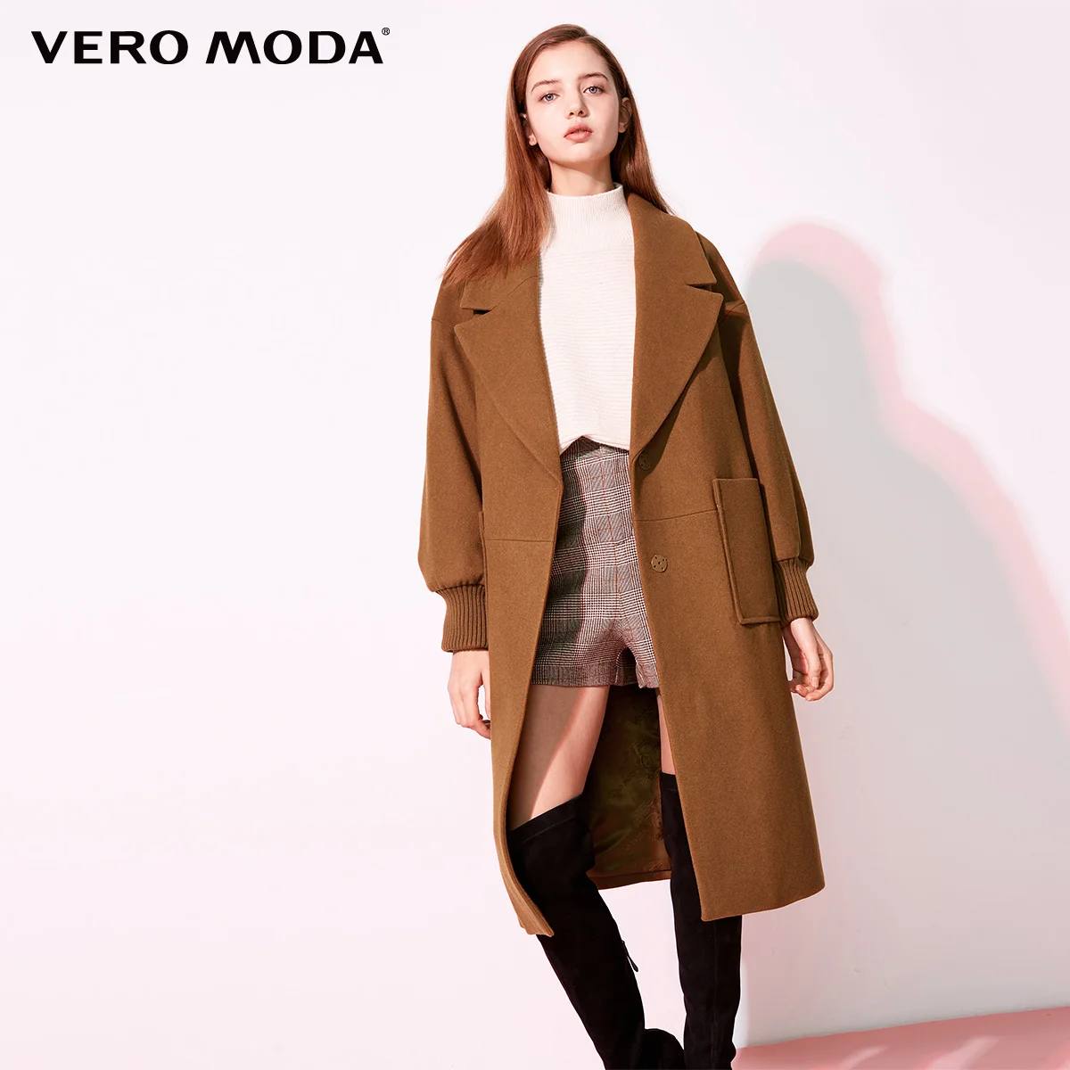 Vero Moda новое рабочее свободное приталенное минималистичное шерстяное пальто с лацканами для женщин | 318427507 - Цвет: Burnt caramel