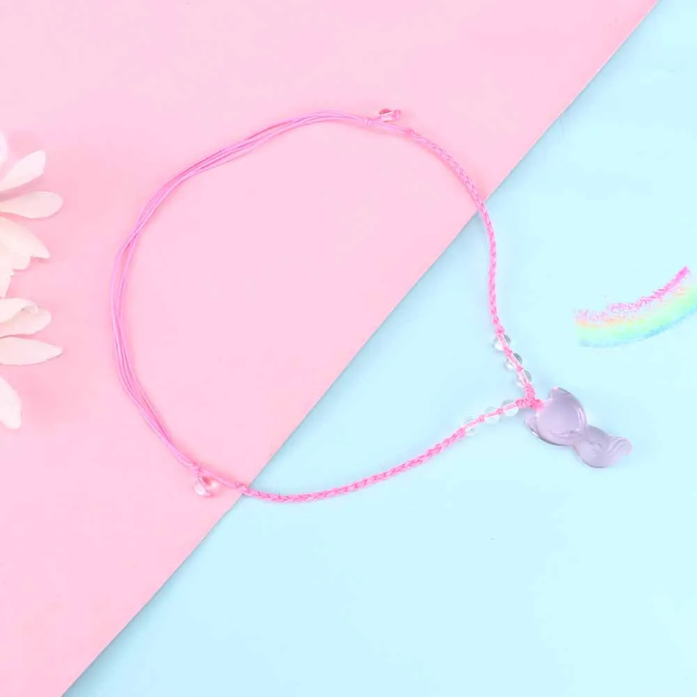 1 Pcs Women Cute Stone Pink Fox Pendant Necklace Lucky Gifts Hot Sale Fashion Jewelry for Friends Adjustable Size | Украшения и