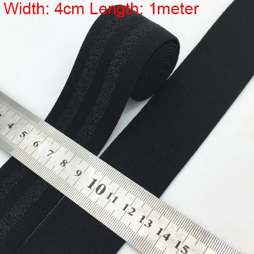 4cm black black 2 40 мм(1,5") 1 м золотая полоса высокие эластичные ленты канатная Резиновая лента линия спандекс лента для шитья кружевная отделка поясная лента аксессуары для одежды - Цвет: 4cm black black 2