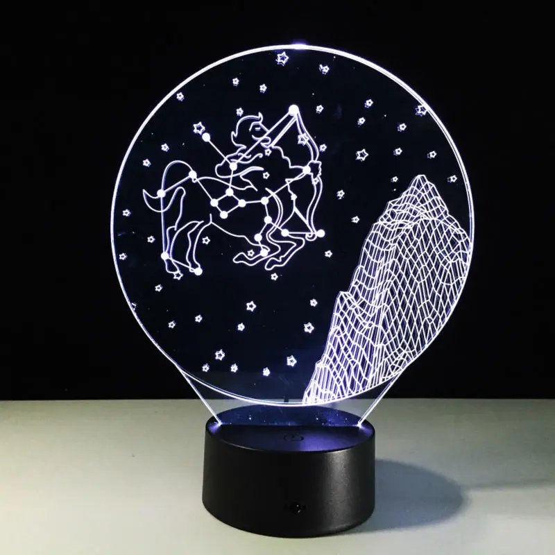 3D лампа Стрелец двенадцать созвездий светодиодсветодиодный декоративная