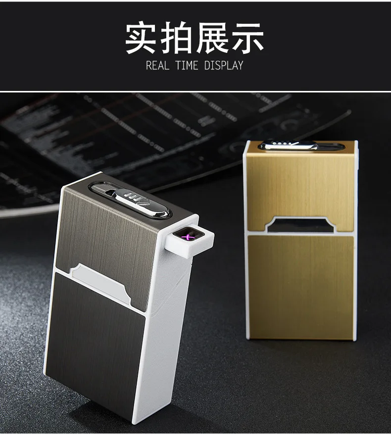 Dual Arc USB Зажигалка Водонепроницаемая 20 шт сигаретная коробка с табаком плазменная Зажигалка чехол для сигарет электронные гаджеты для мужчин
