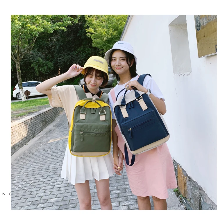 Women Hot Canvas Backpacks Candy Color Waterproof School Bags for Teenagers Girls Laptop Backpacks Patchwork Backpack New