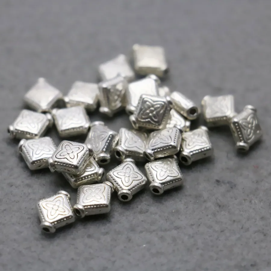 10PCS Rhombus Alloy separate beads Jewelry Making DIY Findings components Silver-plate Hardware Metal Fittings Accessory 9*10mm | Украшения