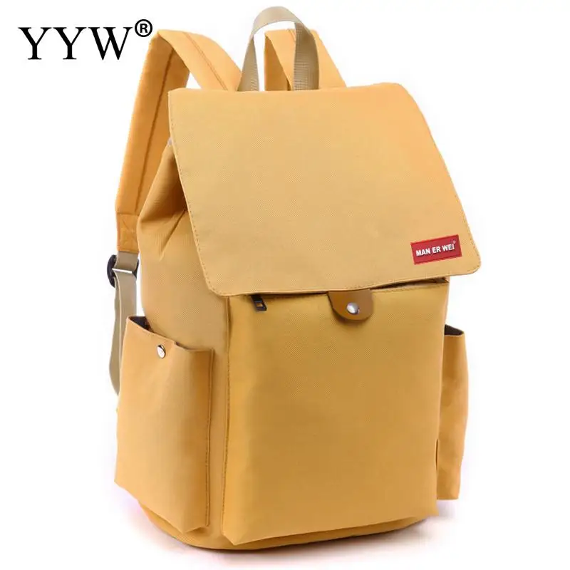 khaki Модный Одноцветный Оксфордский рюкзак женский розовый красные рюкзаки для девочек-подростков женская повседневная школьная сумка с завязками - Цвет: khaki