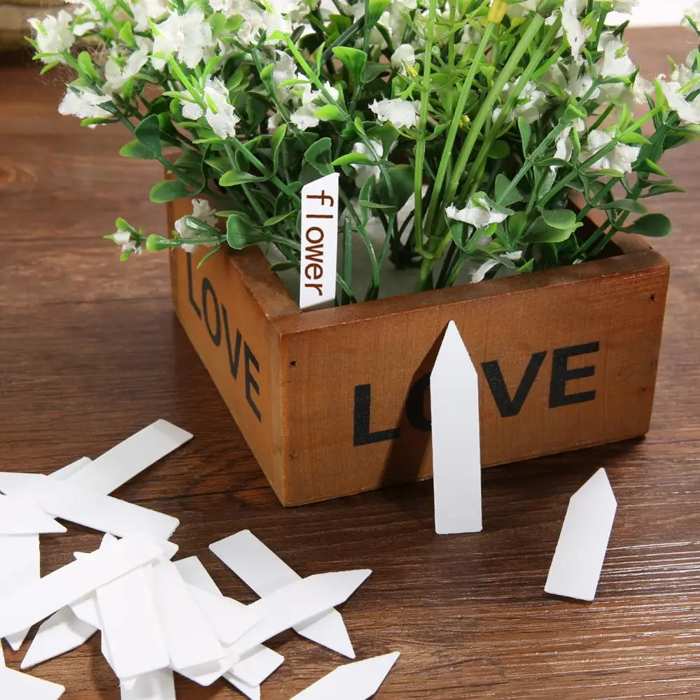 

100Pcs Mini Plastic Plant Seed Label Pot Marker Nursery Garden Stake Tags Tool
