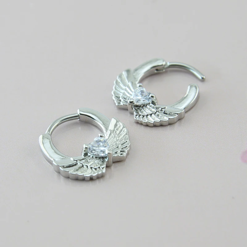 Septum Piercing Real Angle Wing With Heart Shape Zircon Indian Nose Stainless Steel Body Jewelry Nickel Free Rings | Украшения и