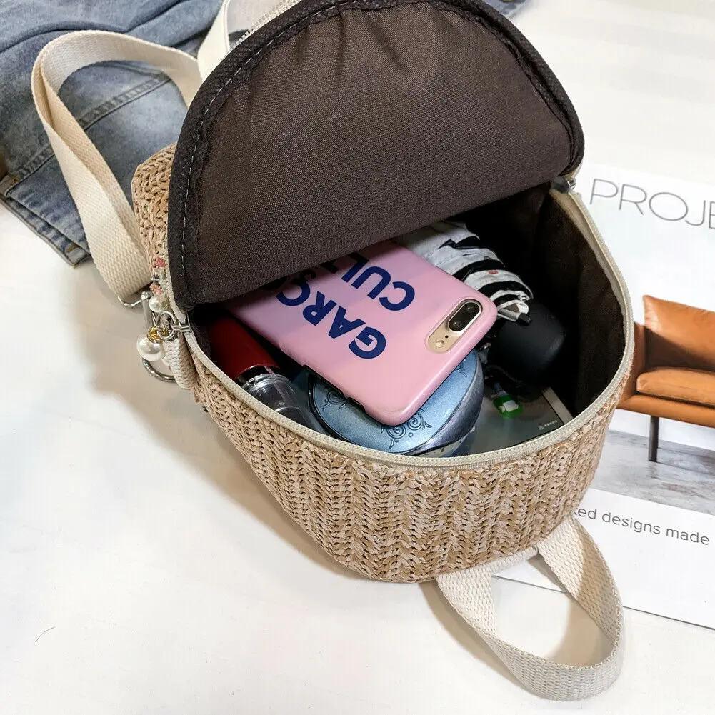 Женский соломенный рюкзак Противоугонный школьная сумка на плечо тоут Тканые