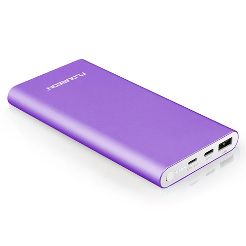 Purple Floureon power Bank 12000 мАч 2GN-C 3A выход Dual usb type C освещение внешнее зарядное устройство для iPhone X iPad смартфонов - Цвет: Purple