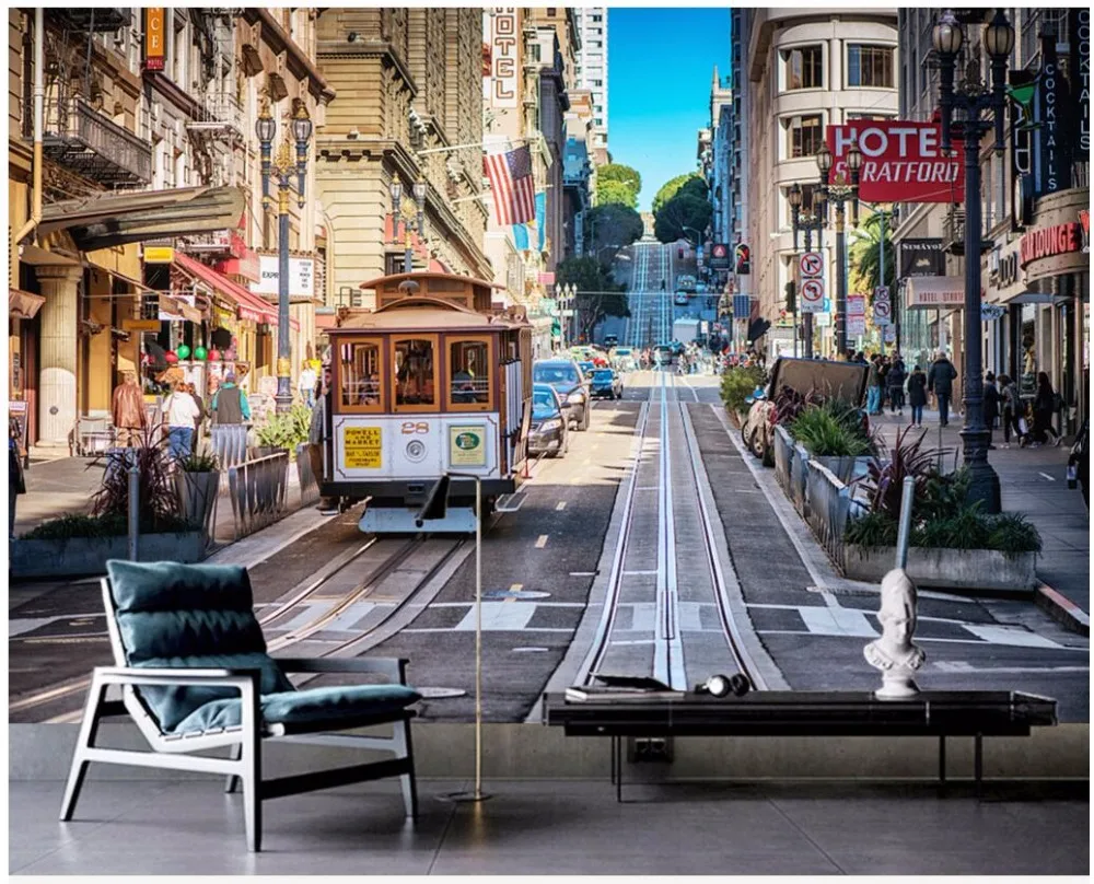 

Пользовательские фото 3d обои городское строительство иностранная дорога Гостиная Декор Живопись 3d настенные фрески обои для стен 3 d