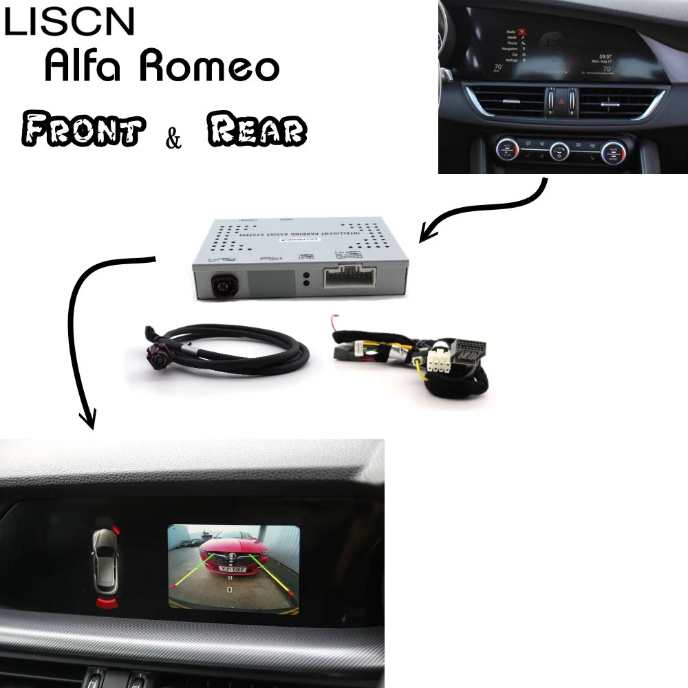 

For Alfa Romeo Park Assist Front & Bakcup Rear camera interface Reverse Improve Stelvio 949 Giulia 952