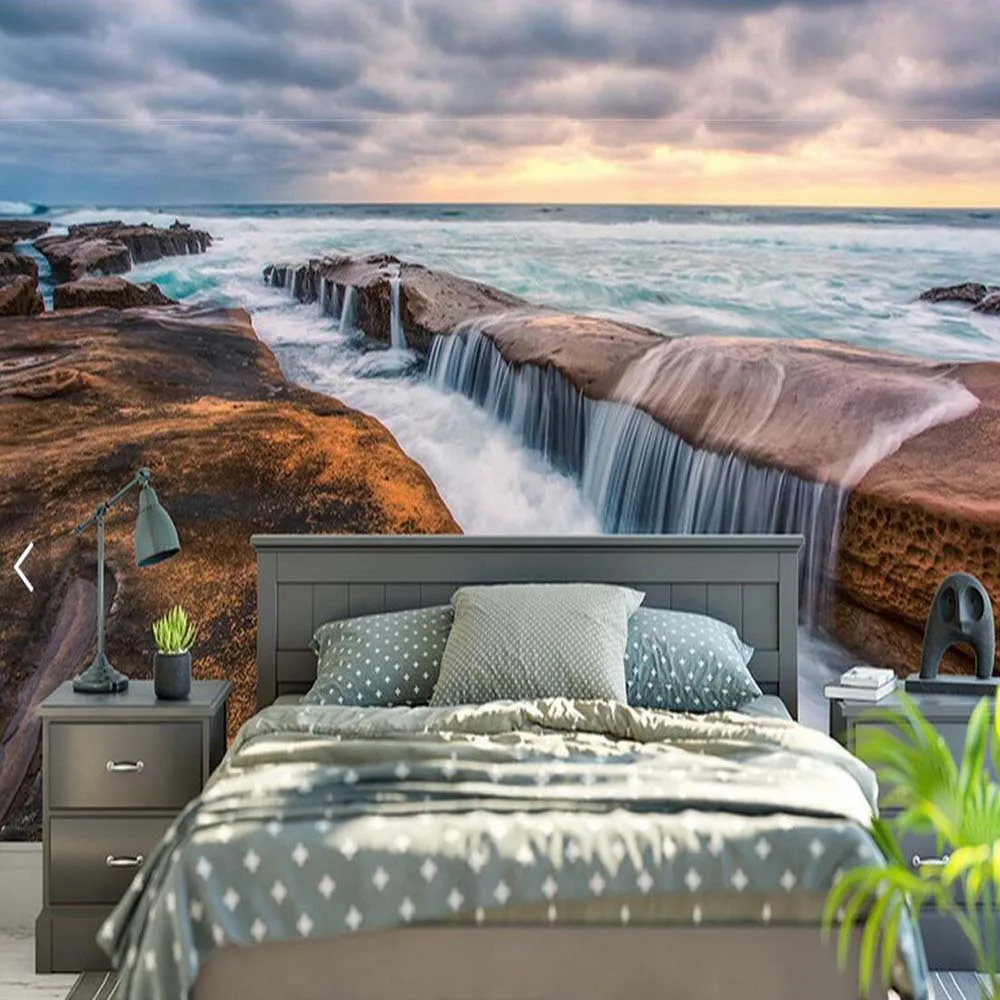 Пляжная морская водопад облако природа 3D настенная бумага Гостиная Спальня