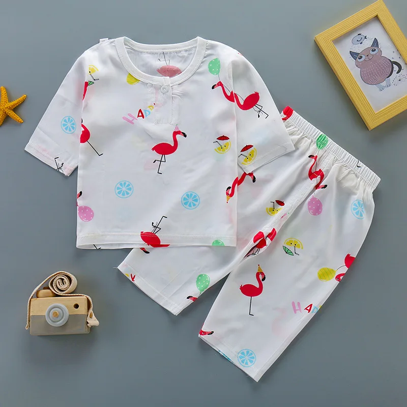 Мягкая летняя домашняя одежда для мальчиков и девочек хлопковые шелковые пижамы