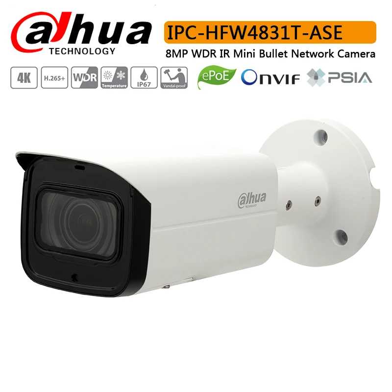 Фото Оригинальная сетевая камера Dahua IPC-HFW4831T-ASE 8 Мп WDR IR Mini Bullet с максимальными ИК