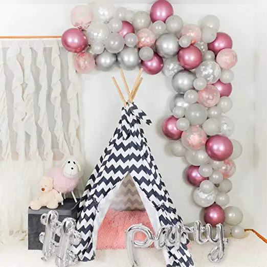 Комплект гирлянды для воздушных шаров 86 шт. Розовое Золото Серебро Роза конфетти