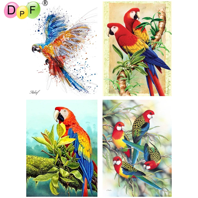 

Картина из круглых страз 5D DPF, «сделай сам», вышивка в виде попугая со стразами пение, рукоделие, вышивка крестиком, декор из алмазной мозаики...