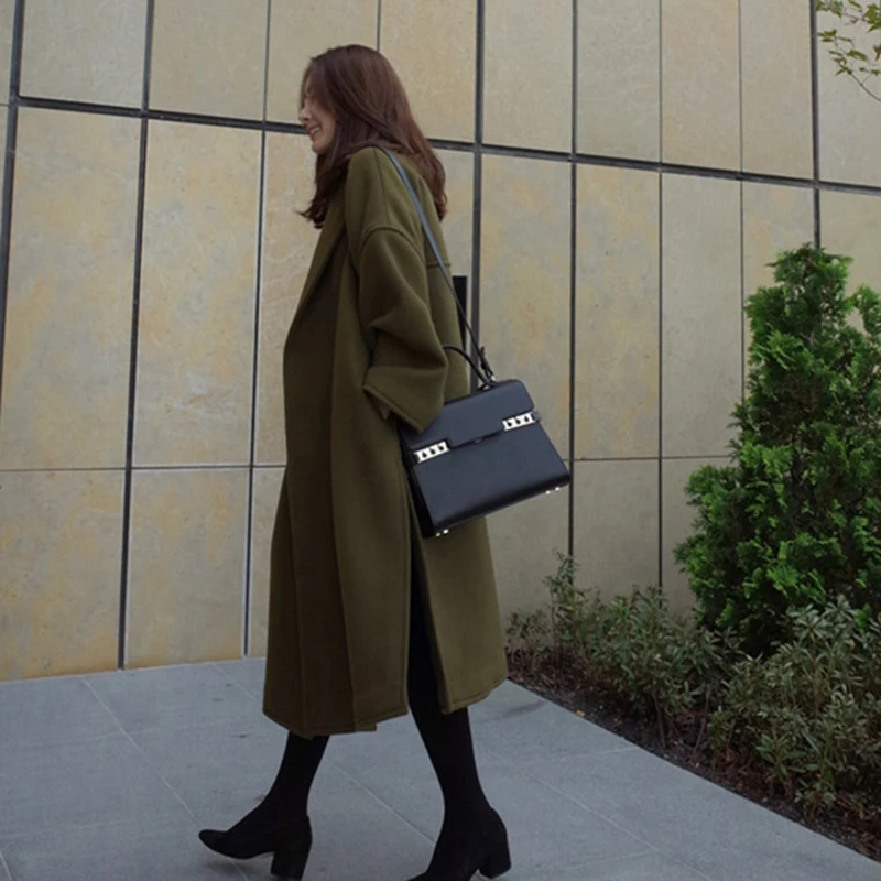 

2019 Plus Size 4XL Women Winter Jacket Army Green/Black Fashion Long Coat Women Coat Female Thicked Winter Wool Coat