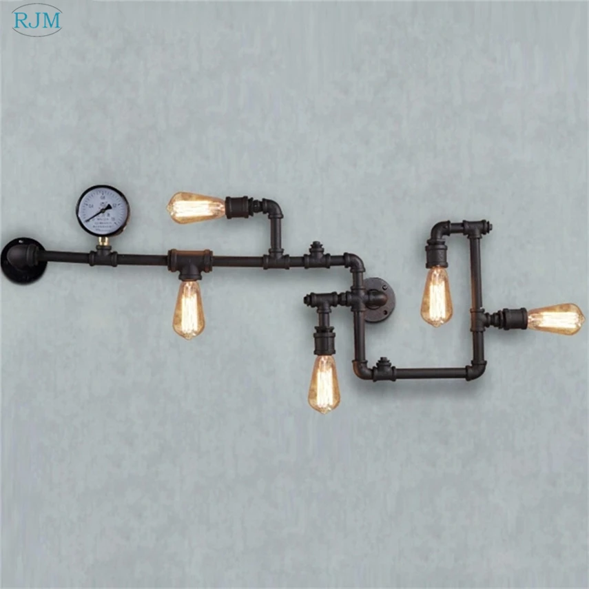 

Vintage Steam Punk Loft Industrial Iron Wall Lamp Rust Water Pipe Retro Wall Lights for Sconce Restaurant Bar Cafe Lighting