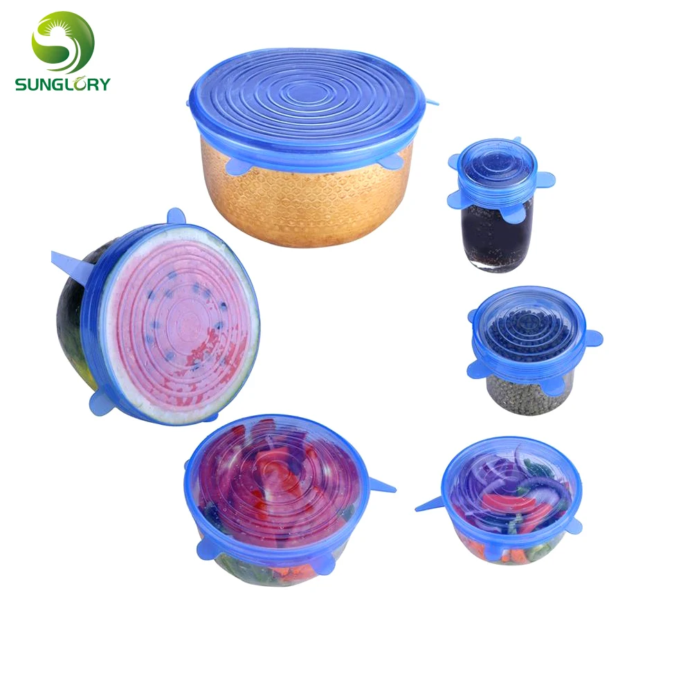 6 шт. многоразовая силиконовая эластичная герметичная Вакуумная крышка Sunglory для