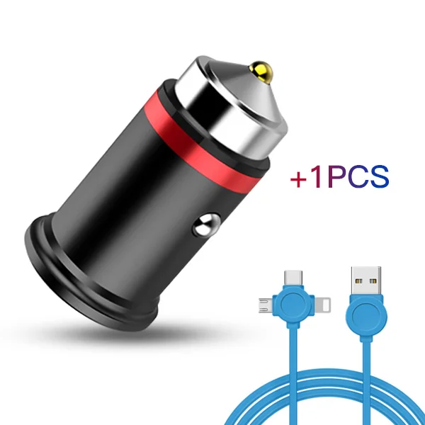 ACCEZZ Mini Dual USB Автомобильное зарядное устройство для Apple iPhone X 8 7 6 6s huawei Xiaomi samsung Быстрая зарядка светодиодный дисплей автомобильное зарядное устройство для телефона - Тип штекера: Add 1M Blue Cable