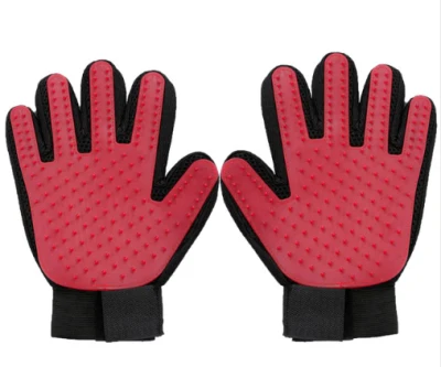 red1pc Силиконовая щетка для питомца, перчатка для чистки, нежная эффективная перчатка для ухода за домашними животными, собачья ванна, товары для чистки кошек, перчатка для удаления шерсти домашних животных - Цвет: red1pc