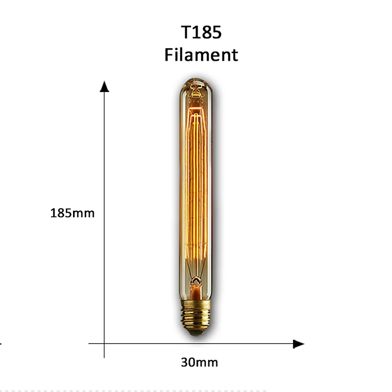 T185 Ретро Edison led светильник лампы E27 220 В 40 Вт ST64 ручной стержень, для кафе гостиная магазин Винтаж промышленная лампа накаливания ампулы светильник лампочка Настенный декор - Цвет: T185