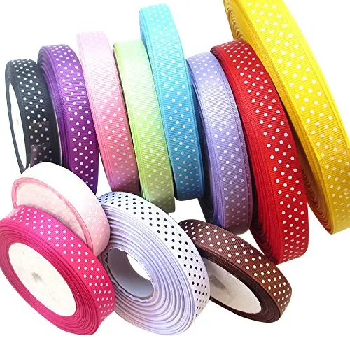 Случайный 10 ярдов 5/8 ''(15 мм) Grosgrain лента печать горошек для волос бант вечеринки
