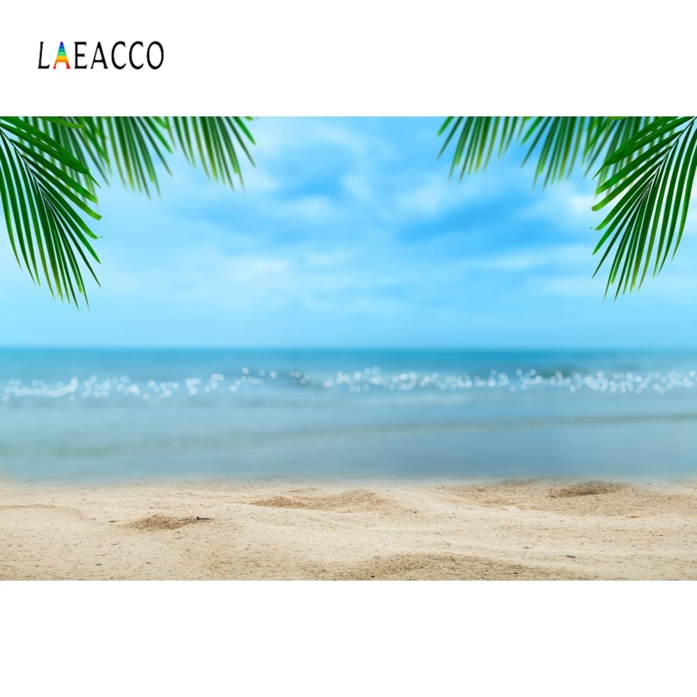 Тропический Фотофон Laeacco небо облако море пляж пальмы дерево летние праздничные