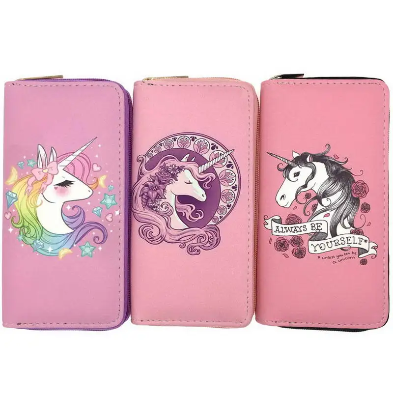 

KANDRA Ladies Girls Cartoon Unicorn Long Wallet PU Leather Clutch Wallet Coin Pocket Zipper Purse Bank Card Holder Wholesale